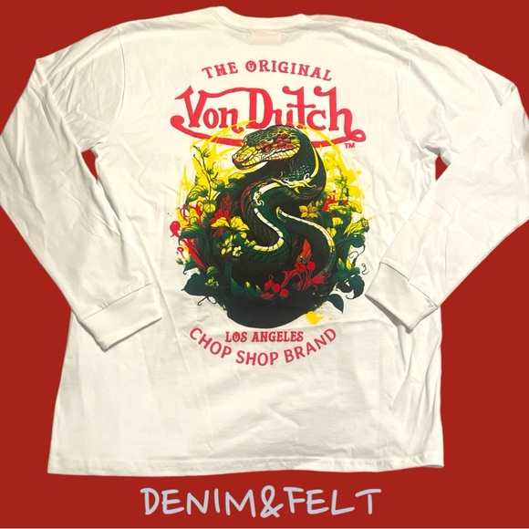 Von Dutch Men’s Snake Graphic Long Sleeve Tee in White |LIMITED EDITION! NEW/NWT - Picture 5 of 10